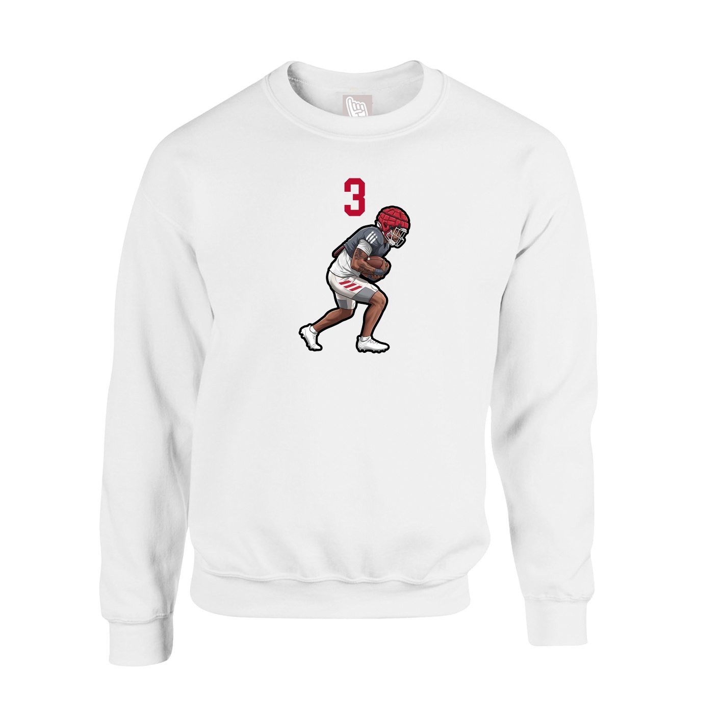 Fleece Crew — Number Top in White