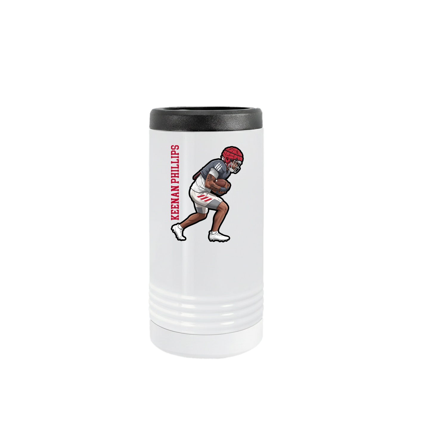 Slim Beverage Holder — Name Vertical in White