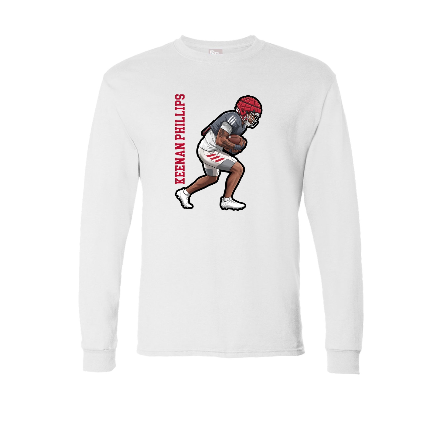 Long Sleeve Tee — Name Vertical in White