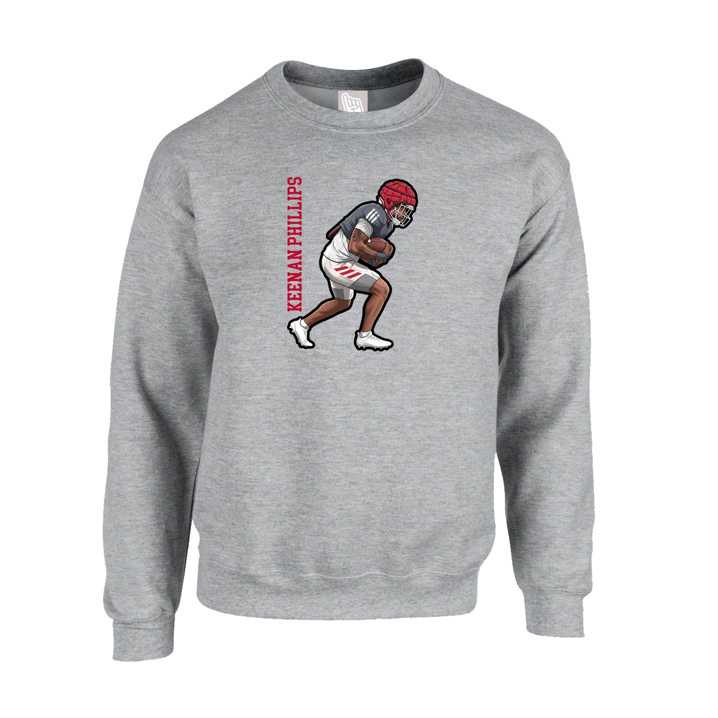 Fleece Crew — Name Vertical in Grey