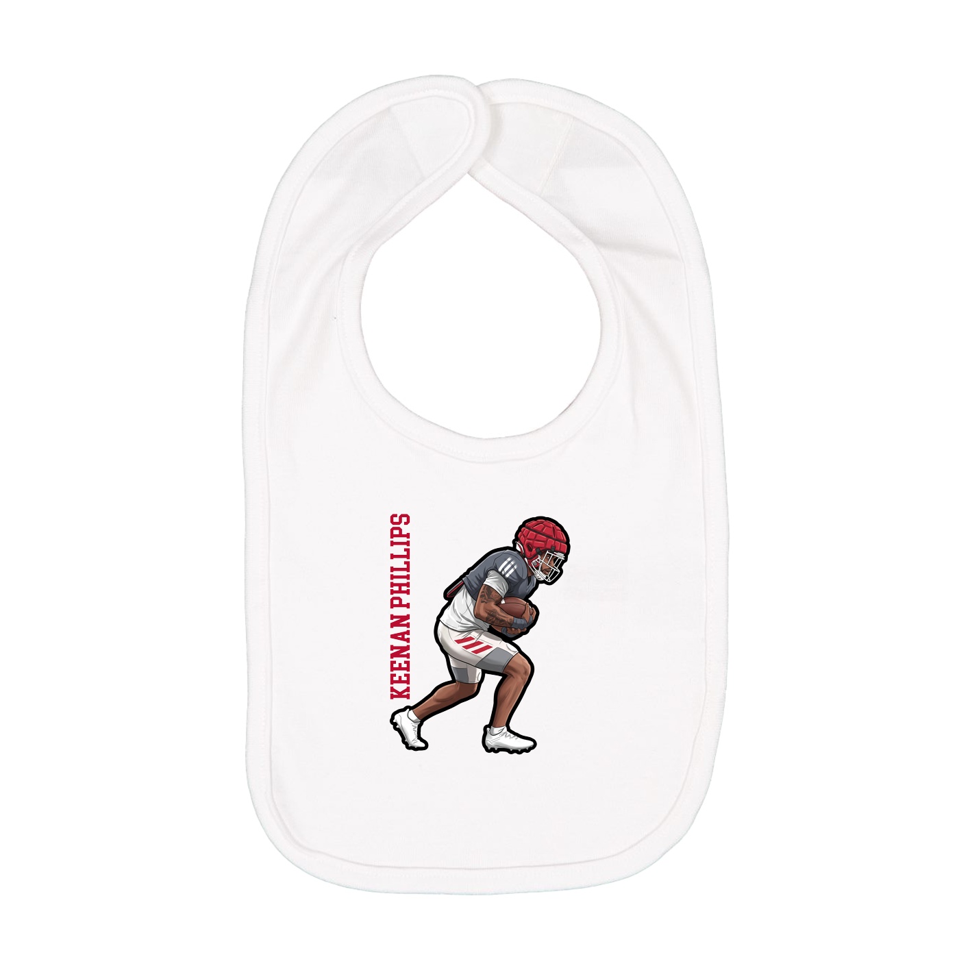 Infant Bib — Name Vertical in White