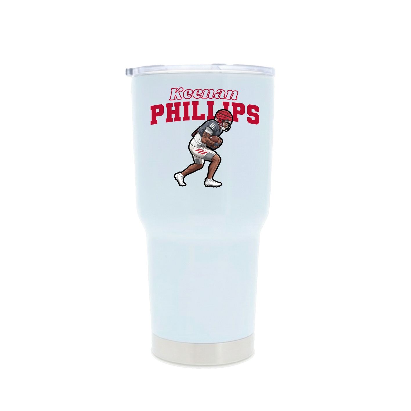 30oz Stainless Steel Tumbler — Name Arch in White
