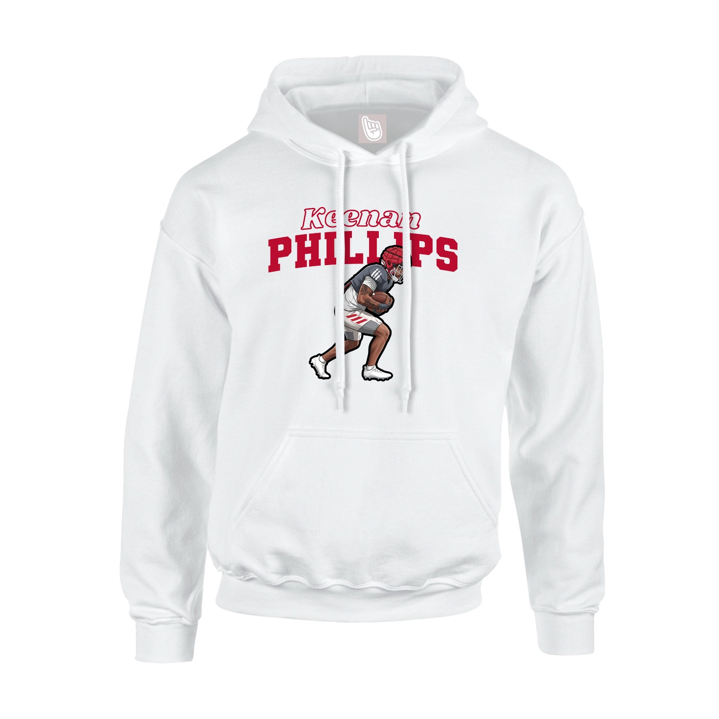 Youth Hoodie — Name Arch in White