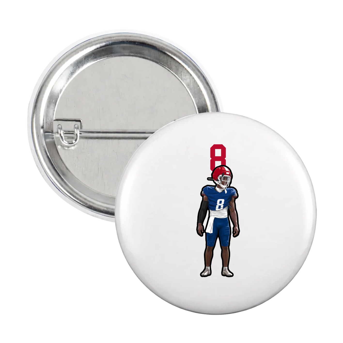 Game Day Button — Number Top in White