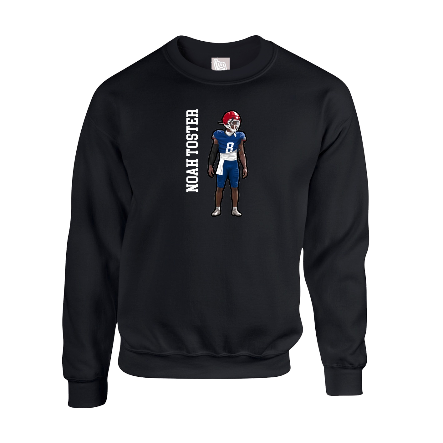 Fleece Crew — Name Vertical in Black