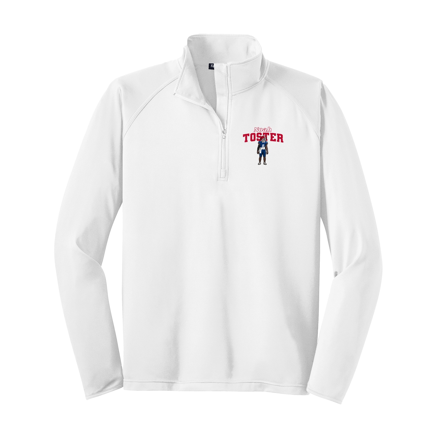 Q-Zip Pullover — Name Arch in White