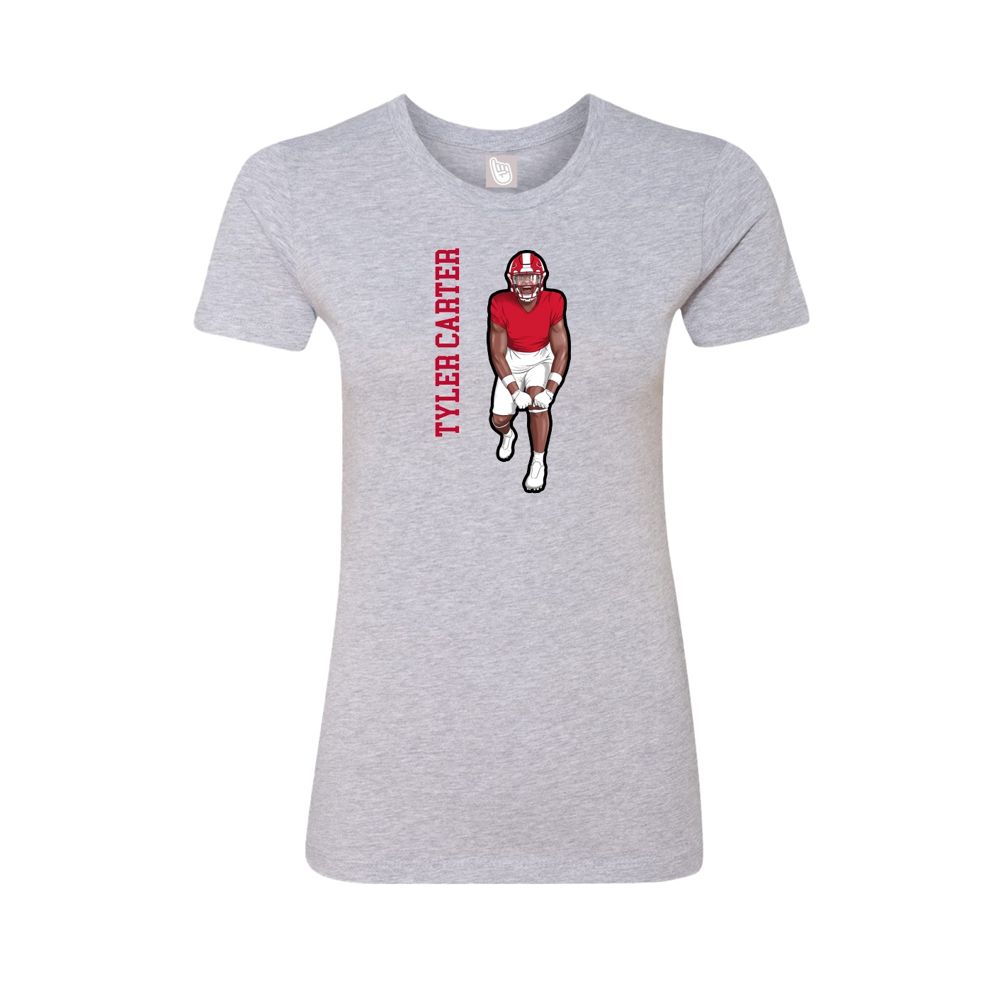 Fitted Women's Tee — Name Vertical in Grey