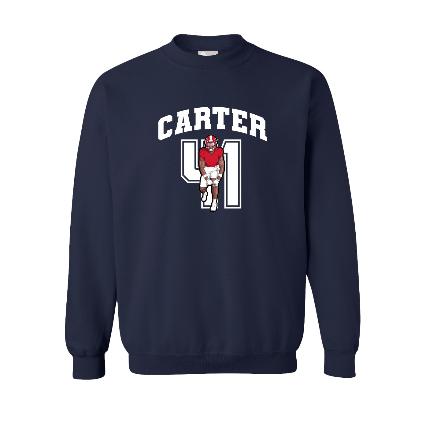 Fleece Crew — Number in Navy