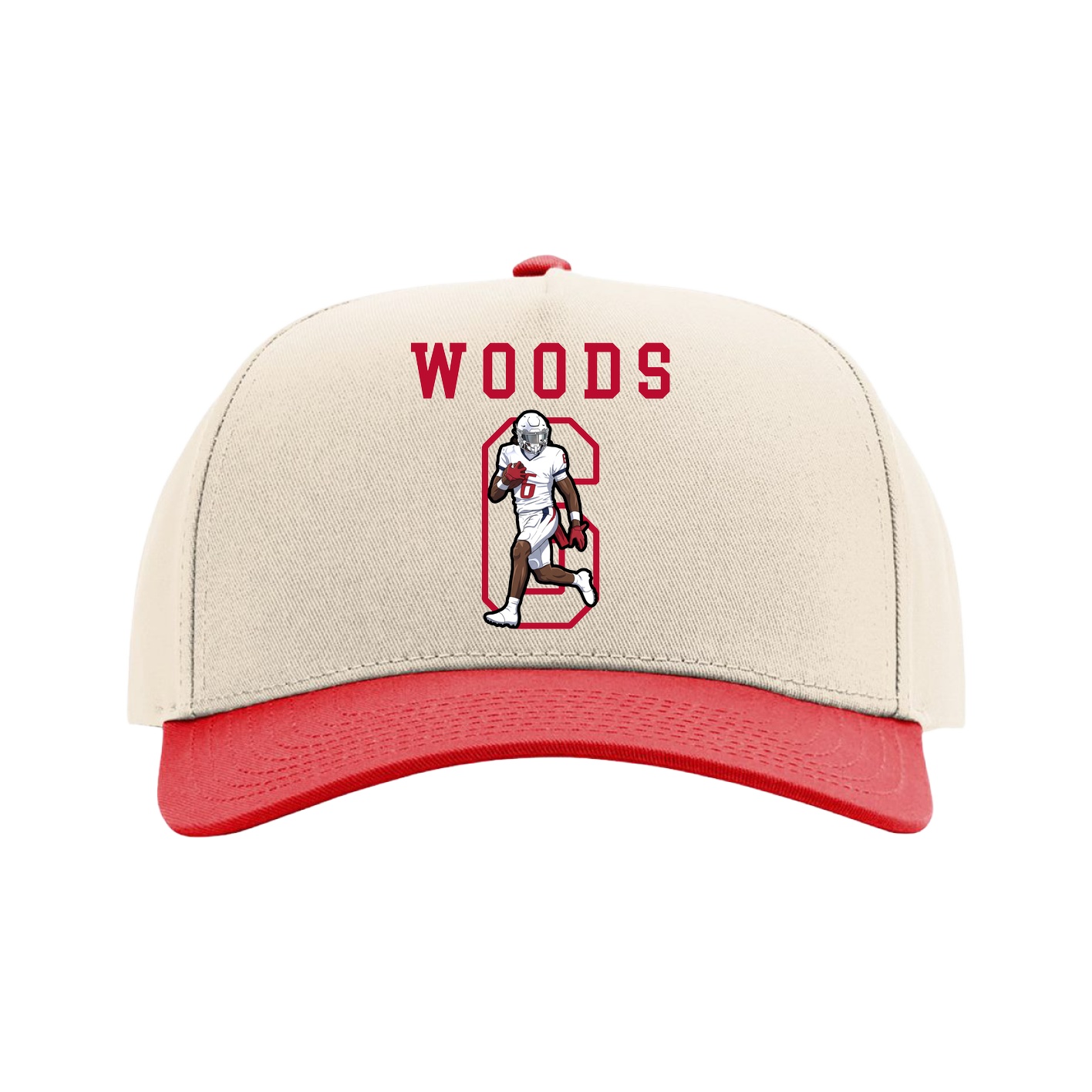 Full Fabric Five-Panel Champ Cap — Shirsey in Cream/Red