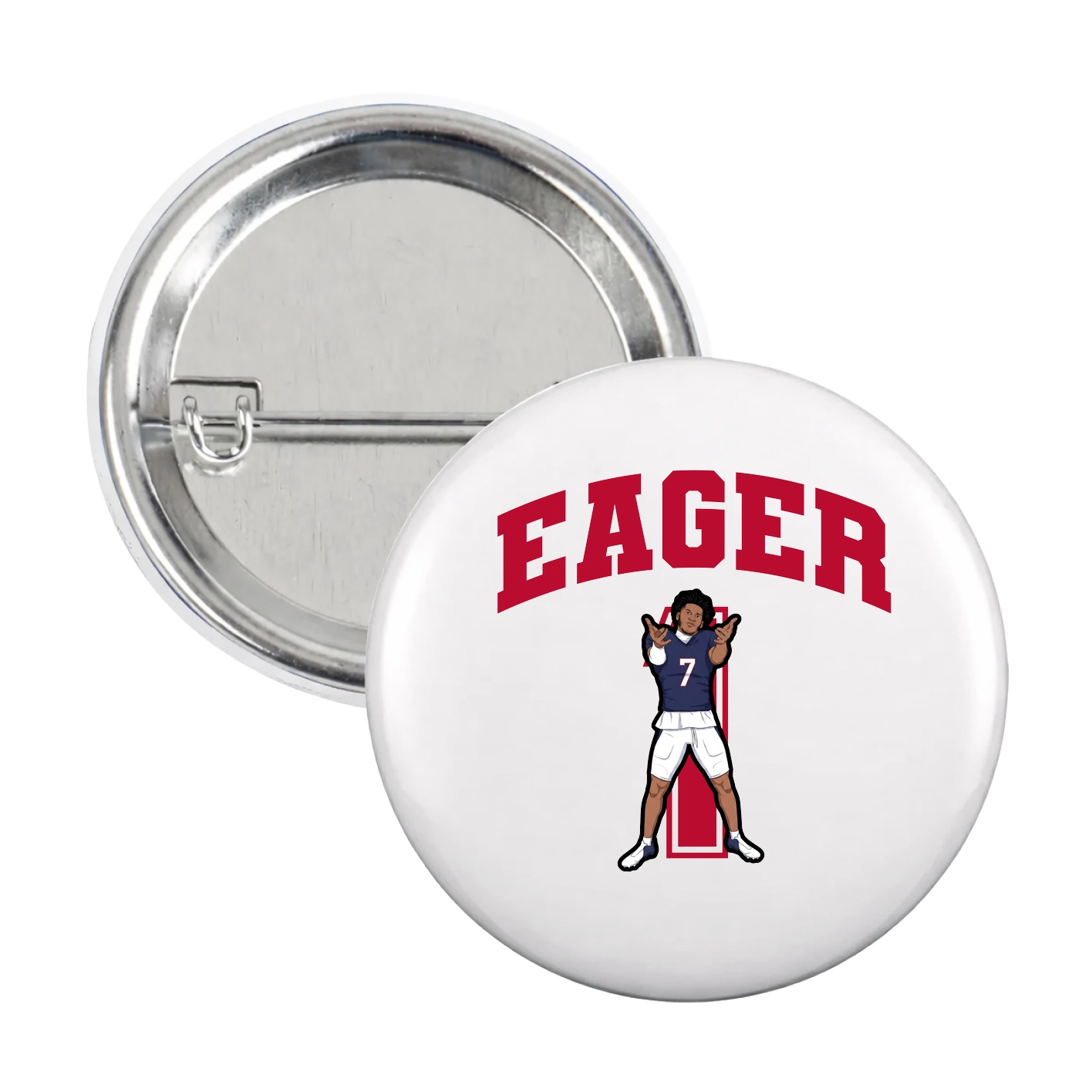 Game Day Button — Number in White