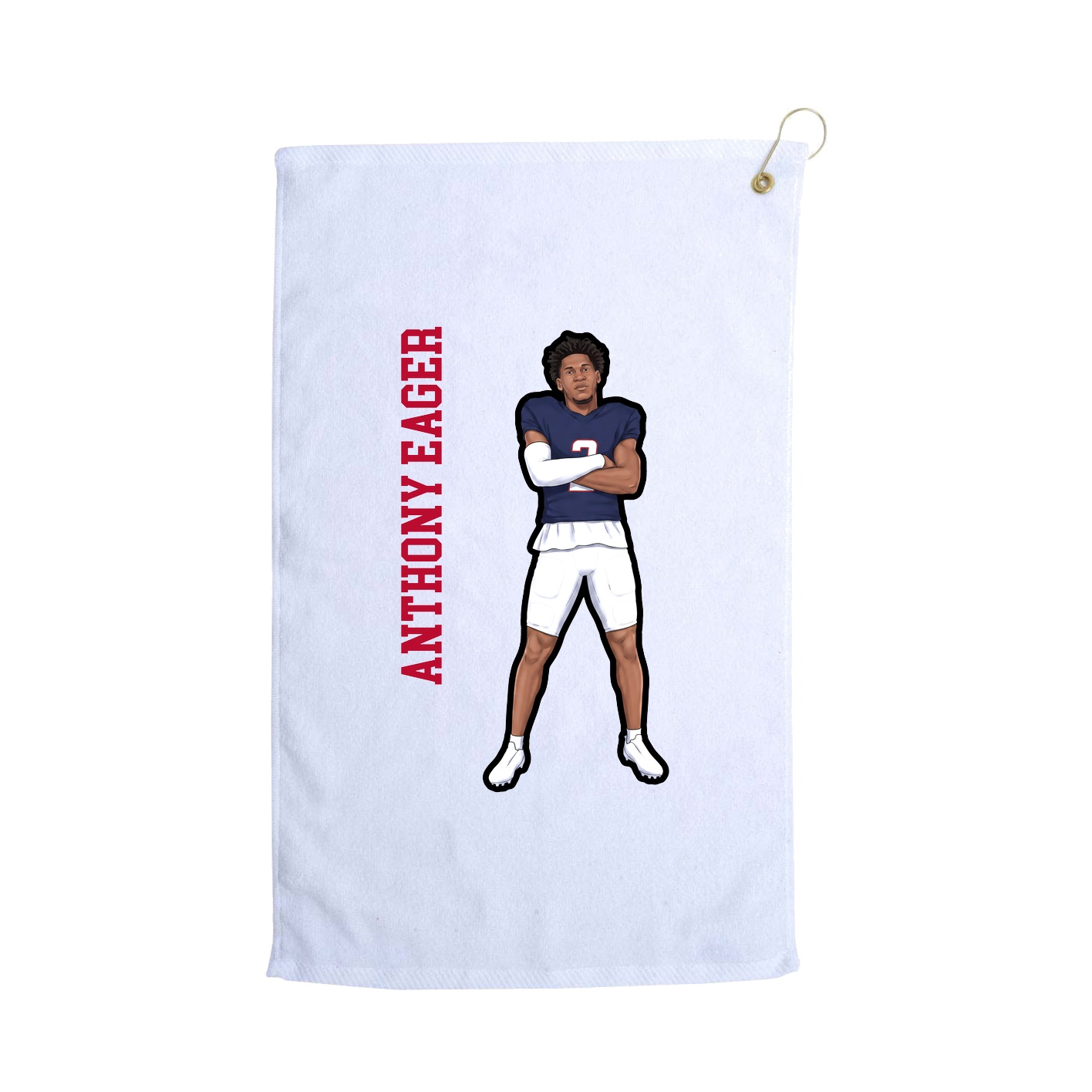 Golf Towel — Name Vertical in White