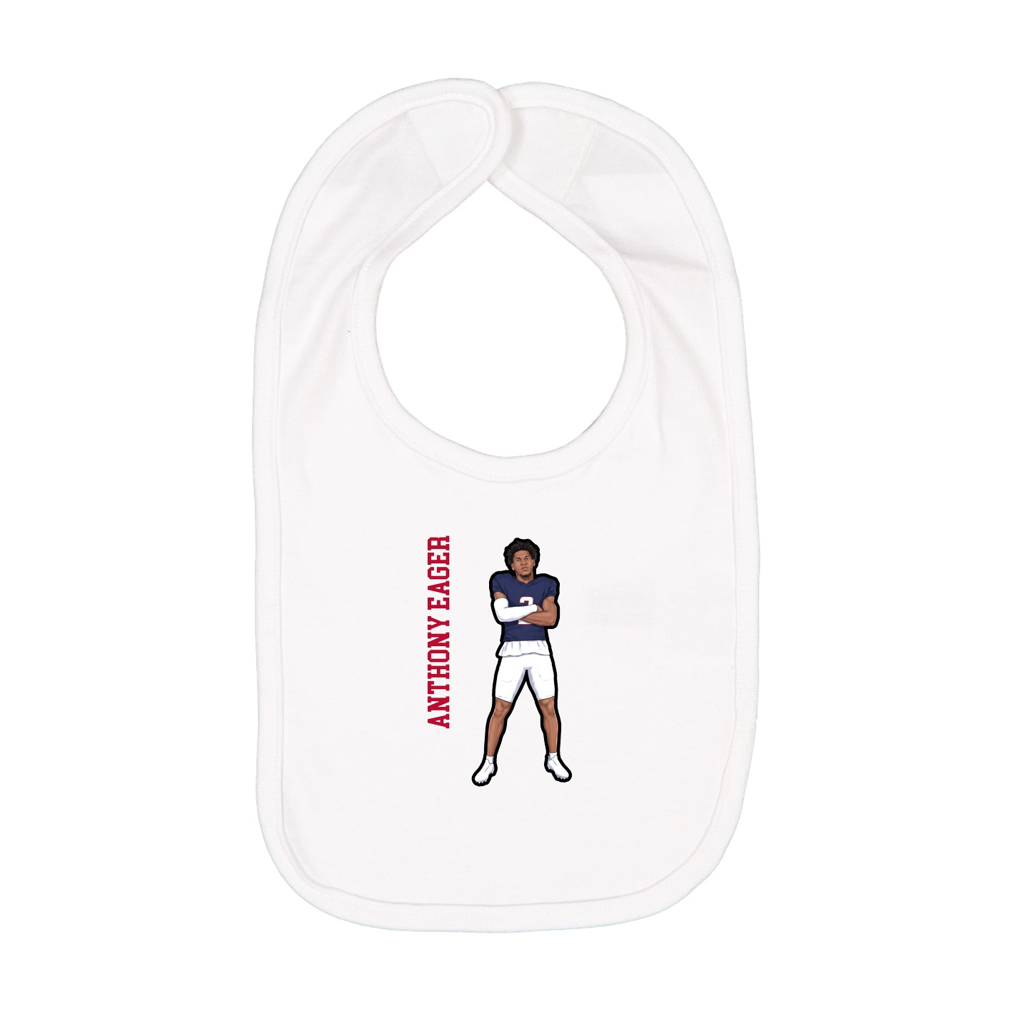 Infant Bib — Name Vertical in White