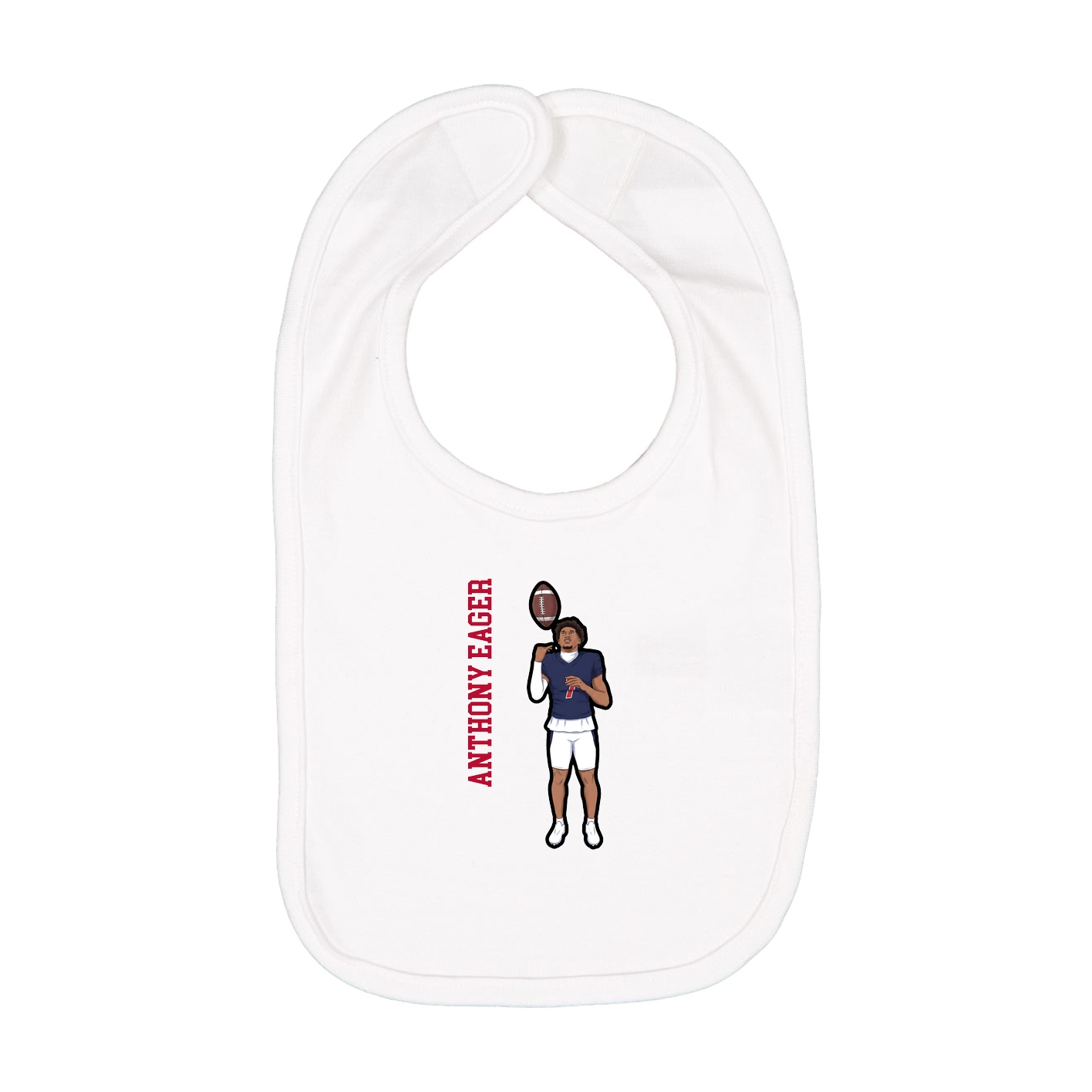 Infant Bib — Name Vertical in White