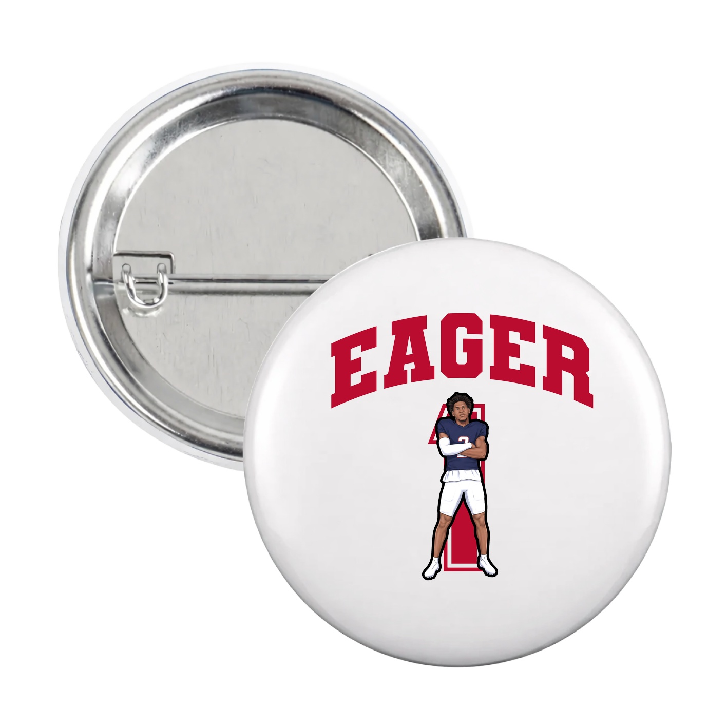 Game Day Button — Number in White