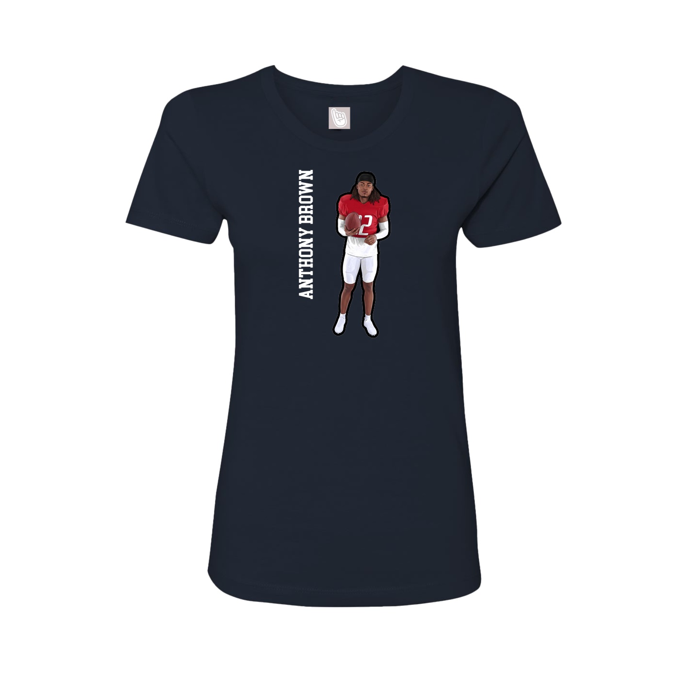 Fitted Women's Tee — Name Vertical in Navy