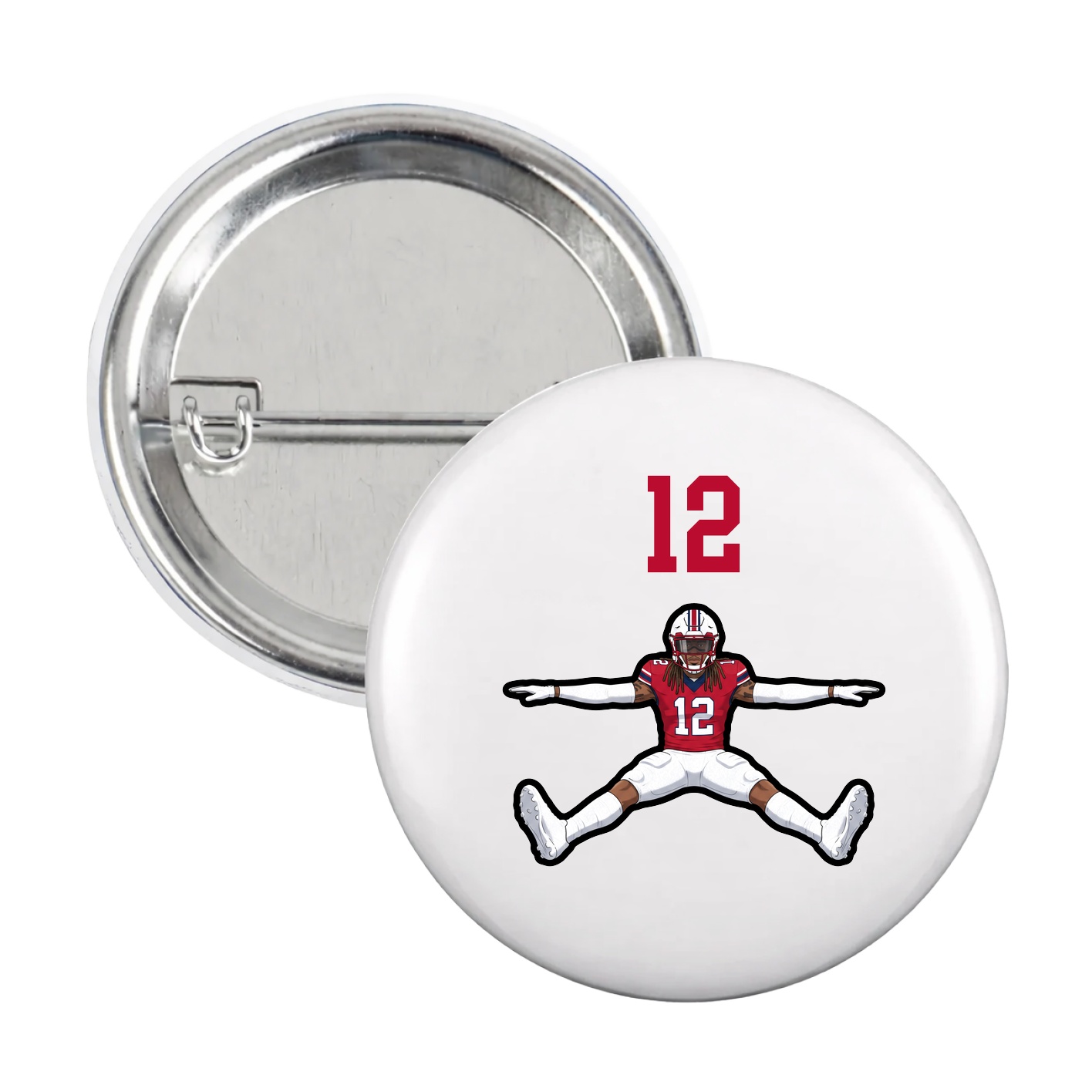 Game Day Button — Number Top in White