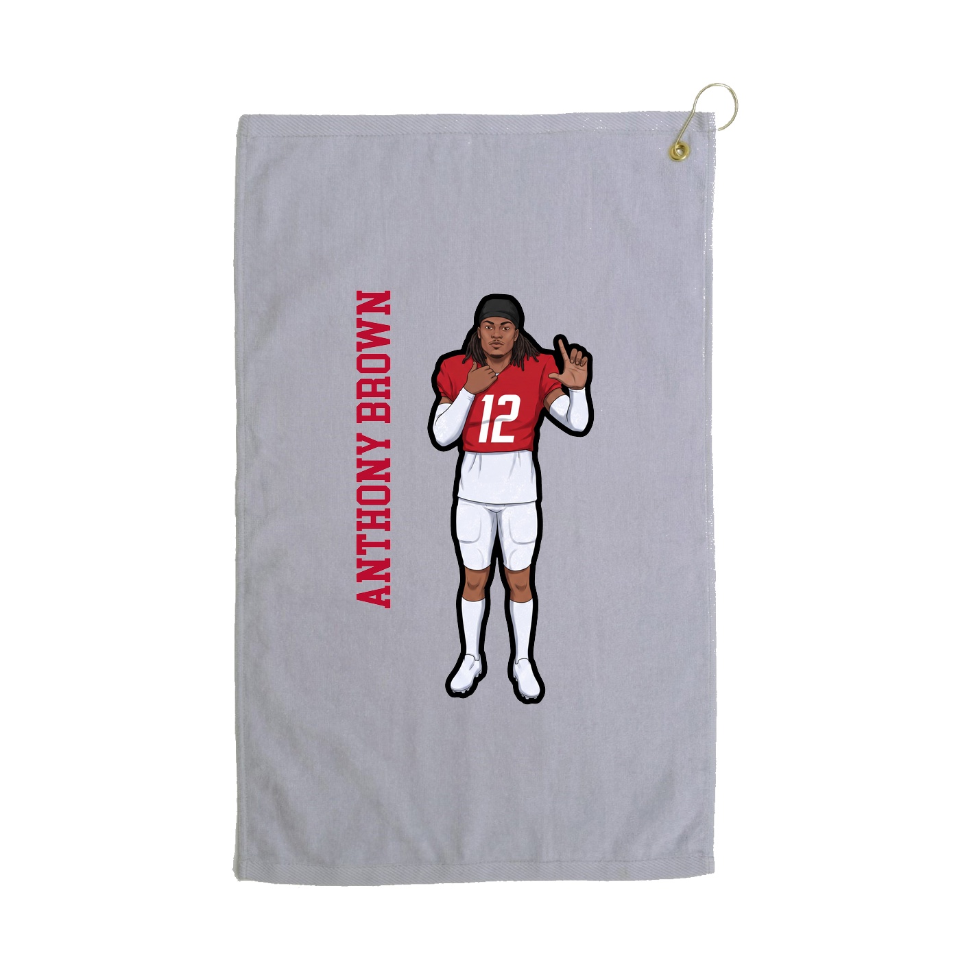 Golf Towel — Name Vertical in Grey