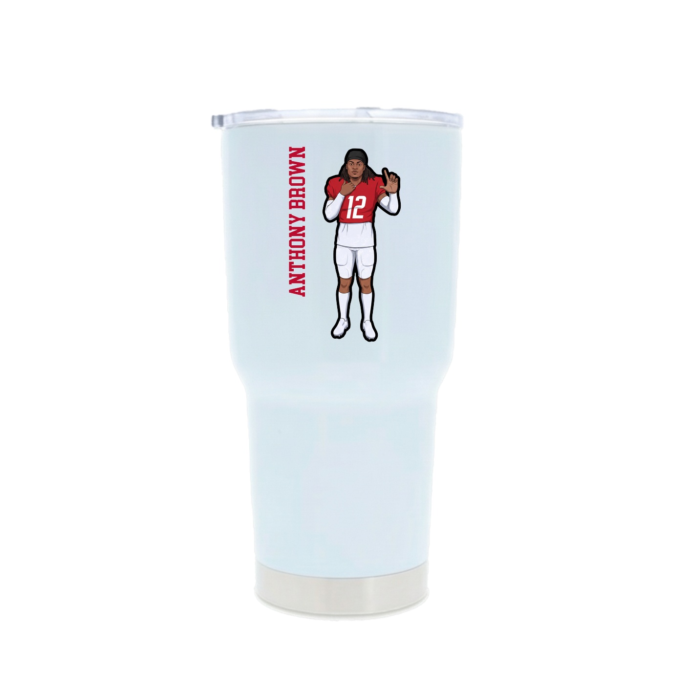 30oz Stainless Steel Tumbler — Name Vertical in White