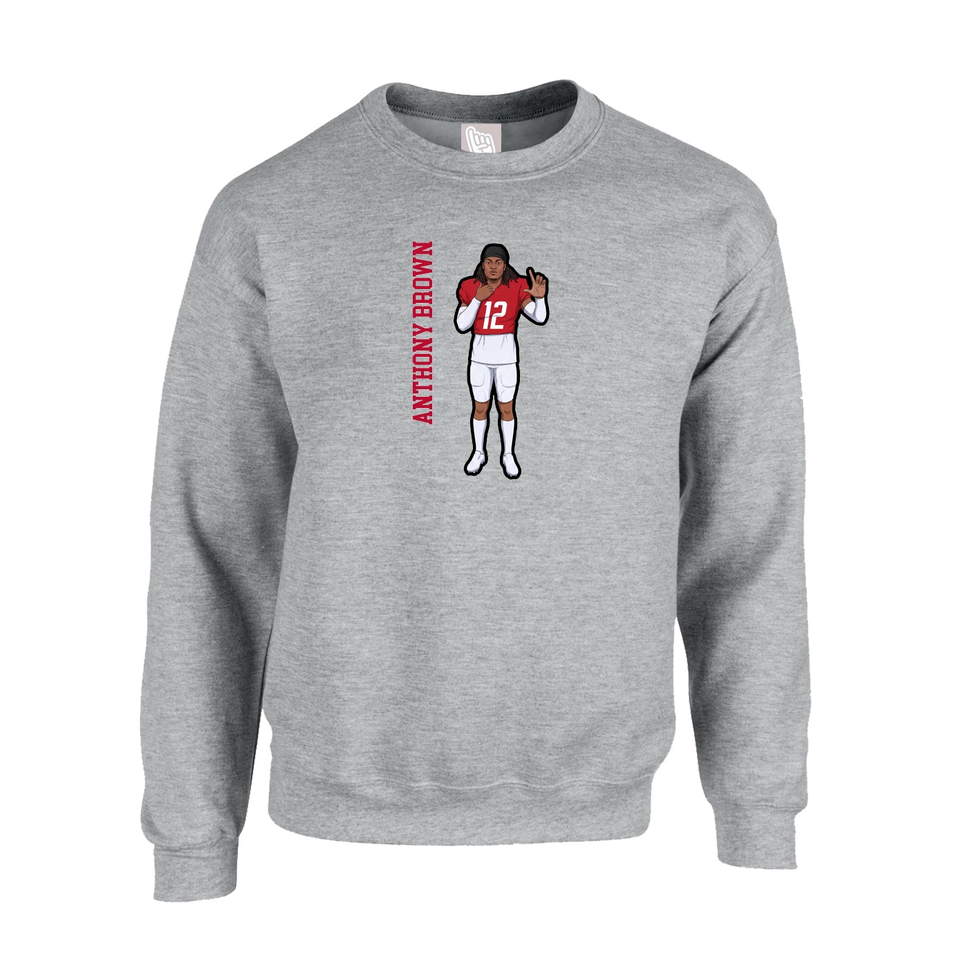 Fleece Crew — Name Vertical in Grey