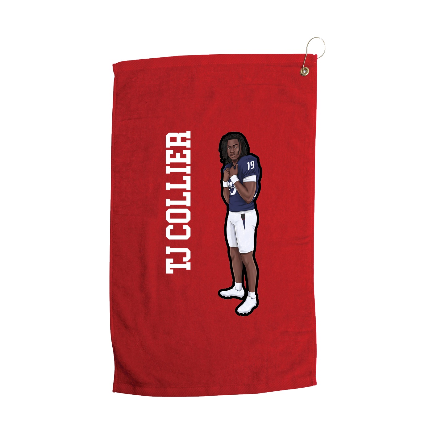 Golf Towel — Name Vertical in Red
