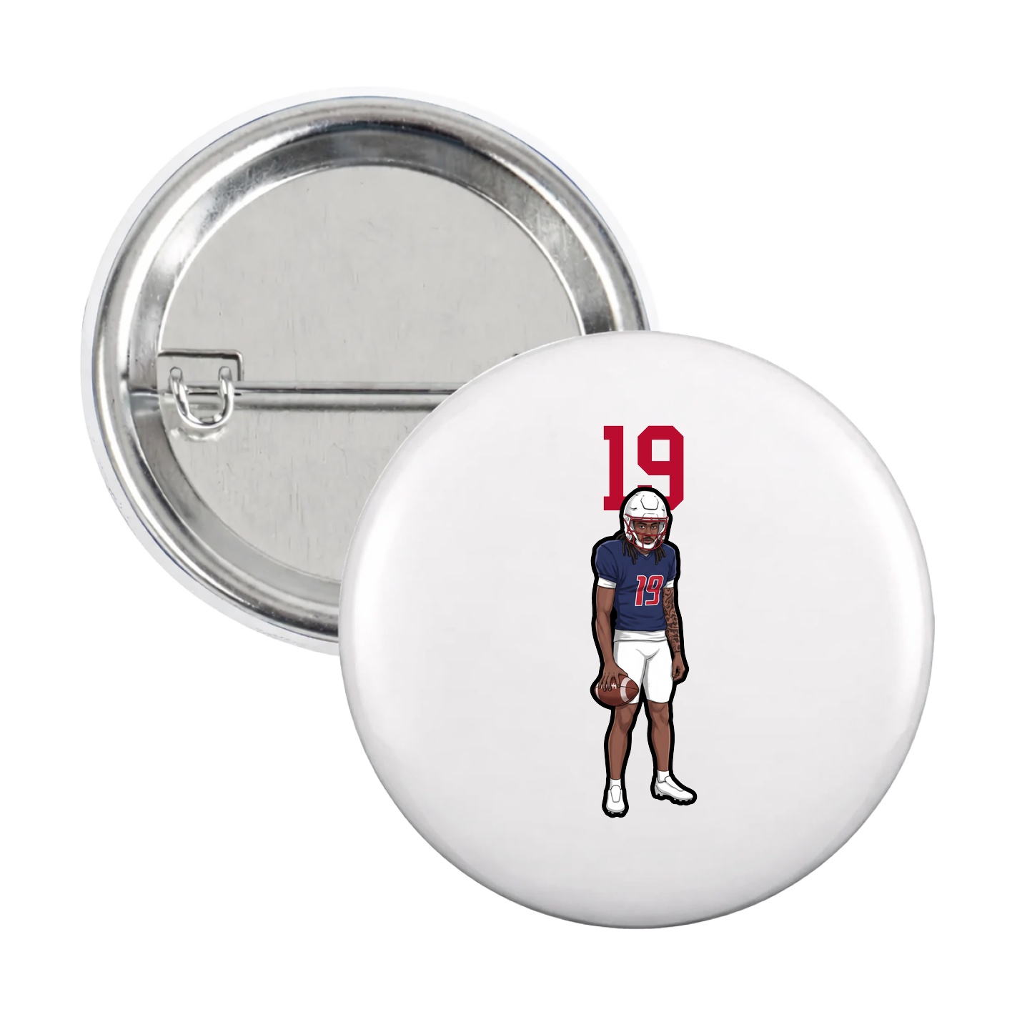 Game Day Button — Number Top in White