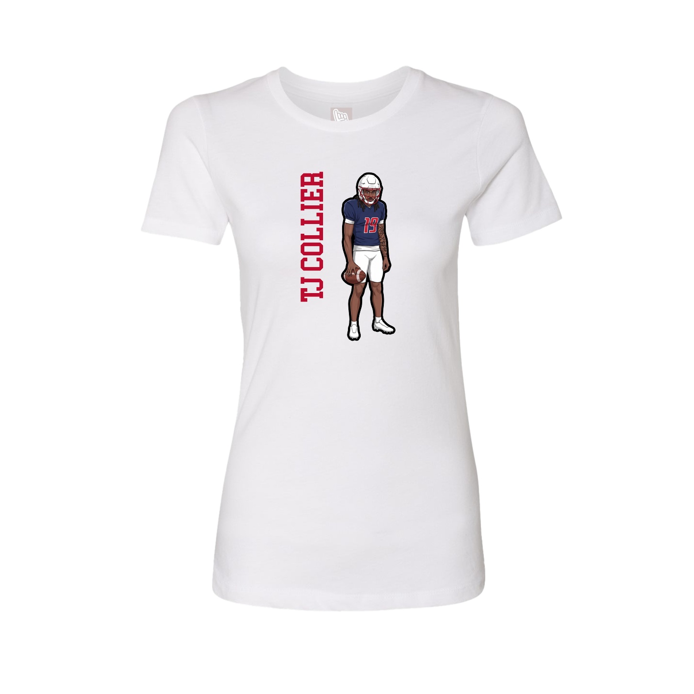 Fitted Women's Tee — Name Vertical in White