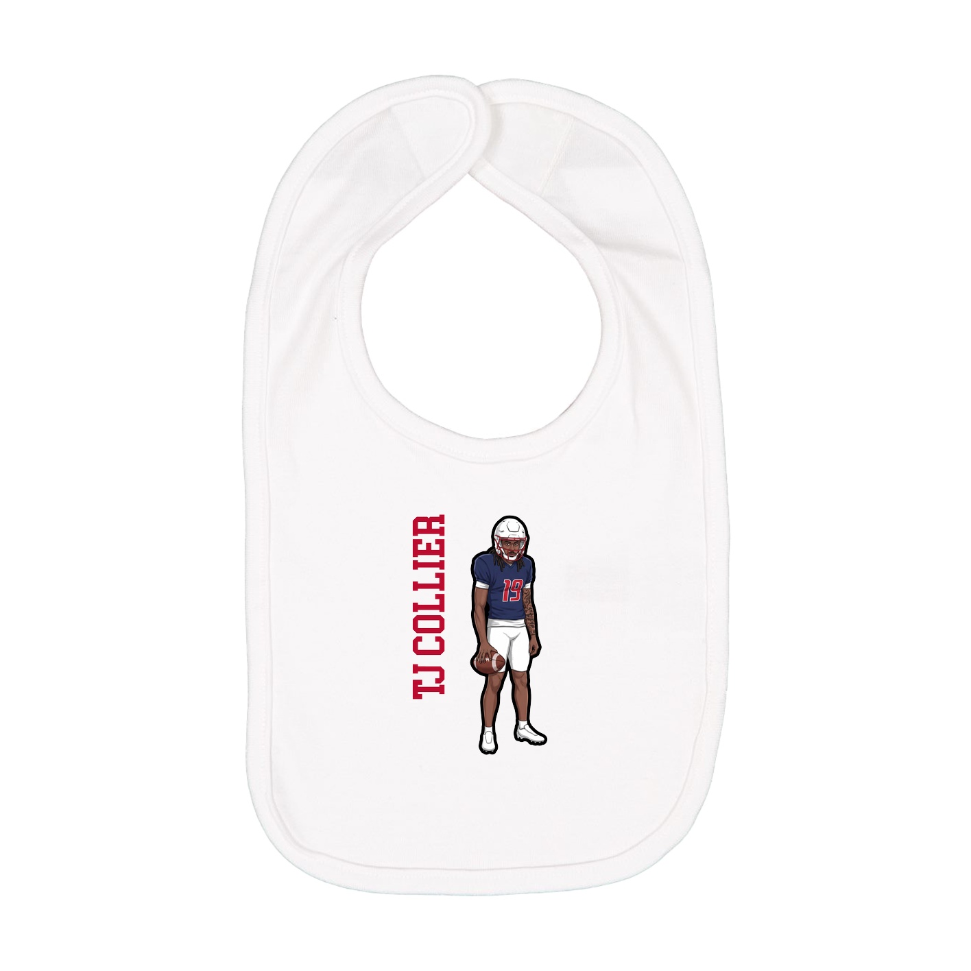 Infant Bib — Name Vertical in White