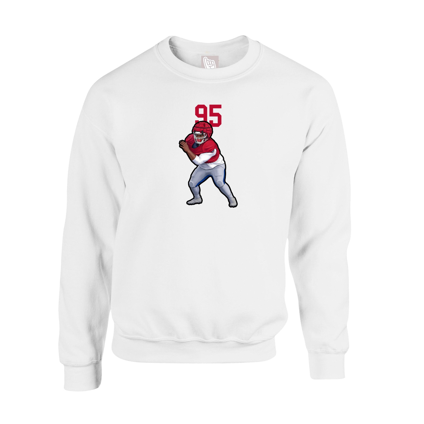 Fleece Crew — Number Top in White