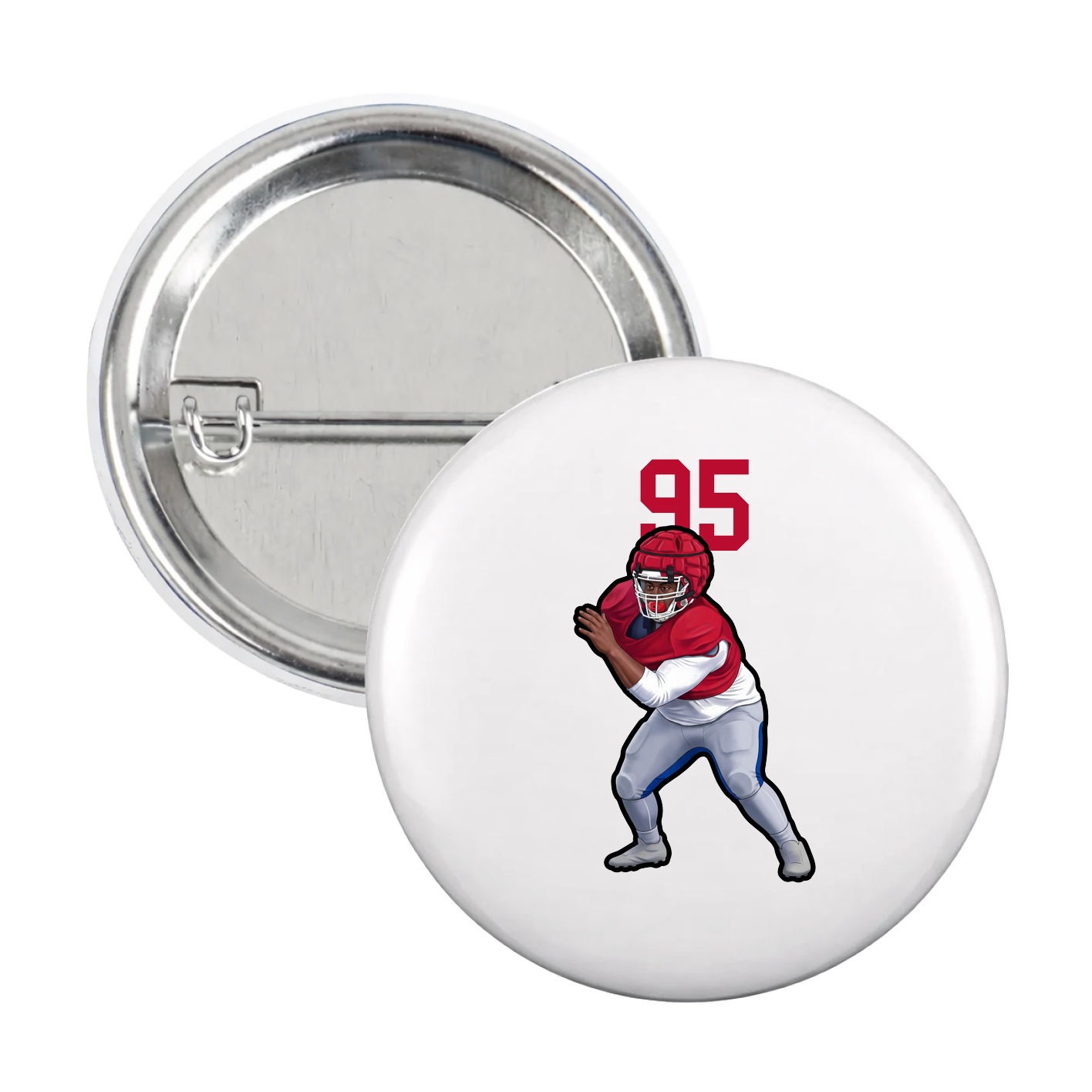 Game Day Button — Number Top in White