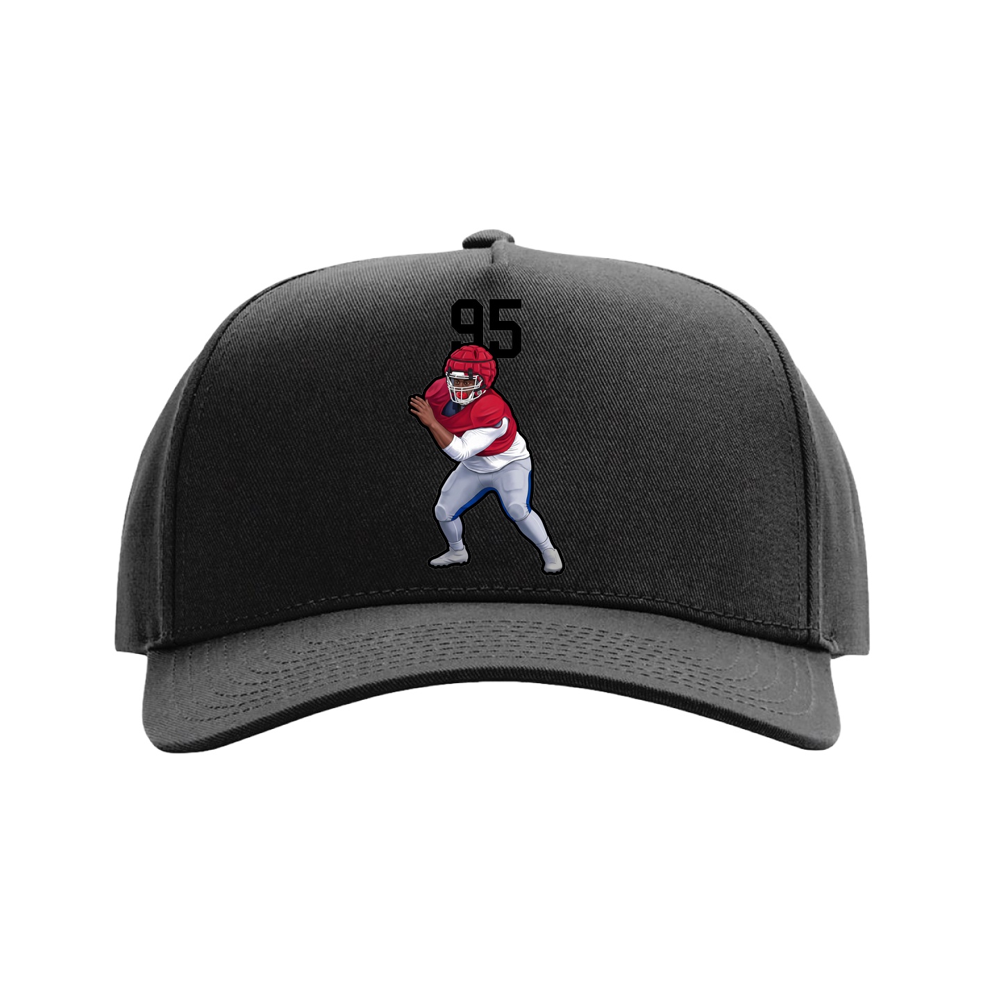 Full Fabric Five-Panel Champ Cap — Number Top in Black