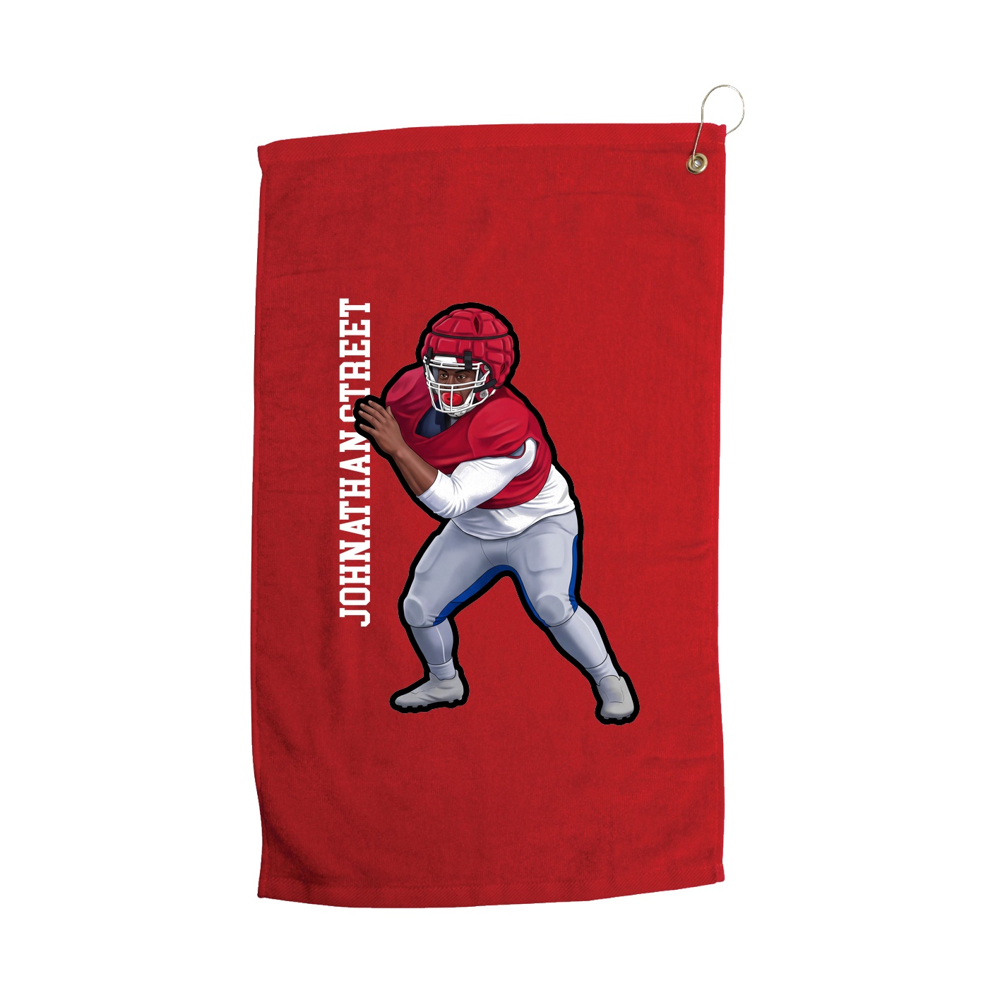 Golf Towel — Name Vertical in Red