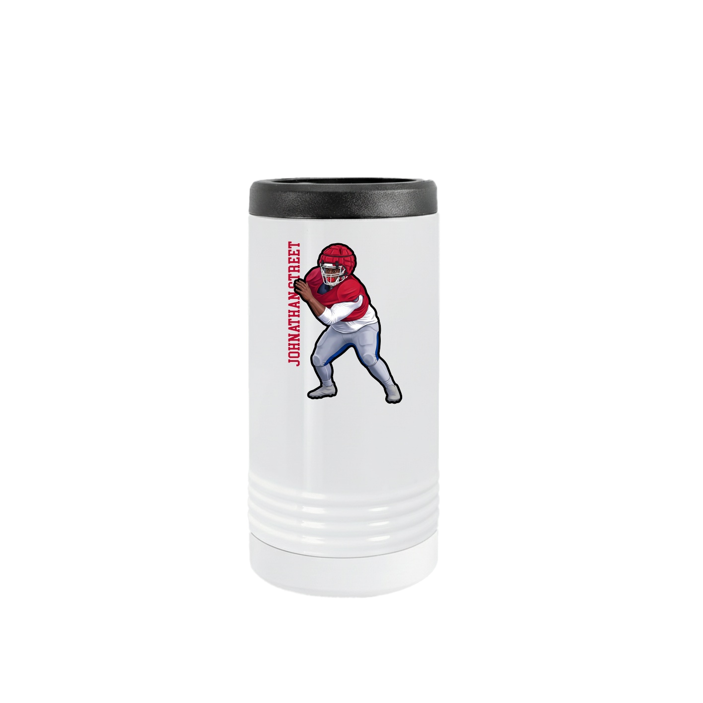 Slim Beverage Holder — Name Vertical in White