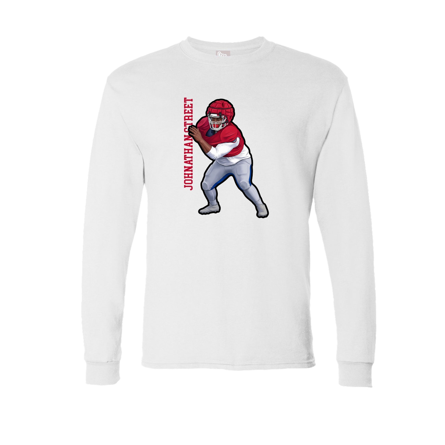 Long Sleeve Tee — Name Vertical in White
