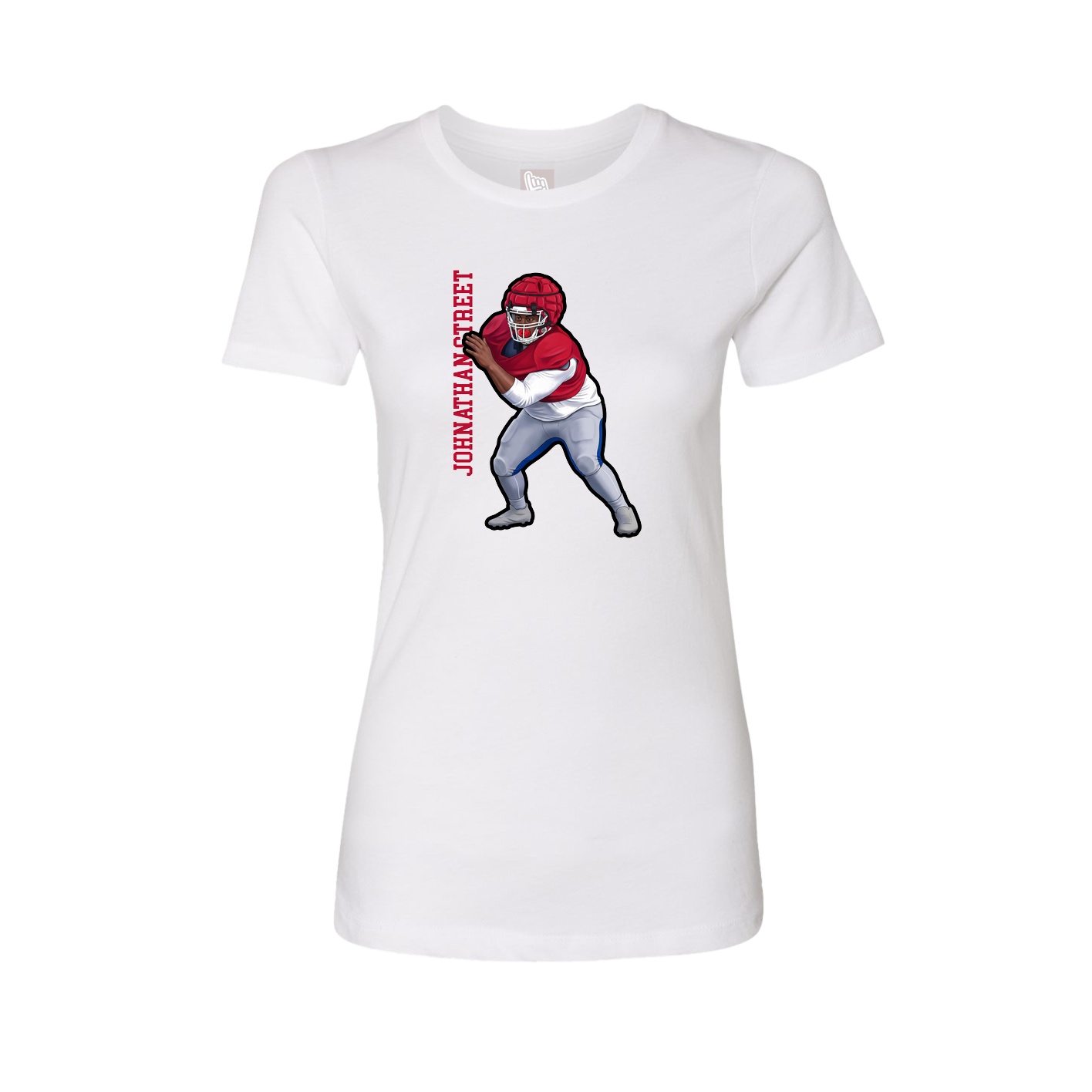 Fitted Women's Tee — Name Vertical in White