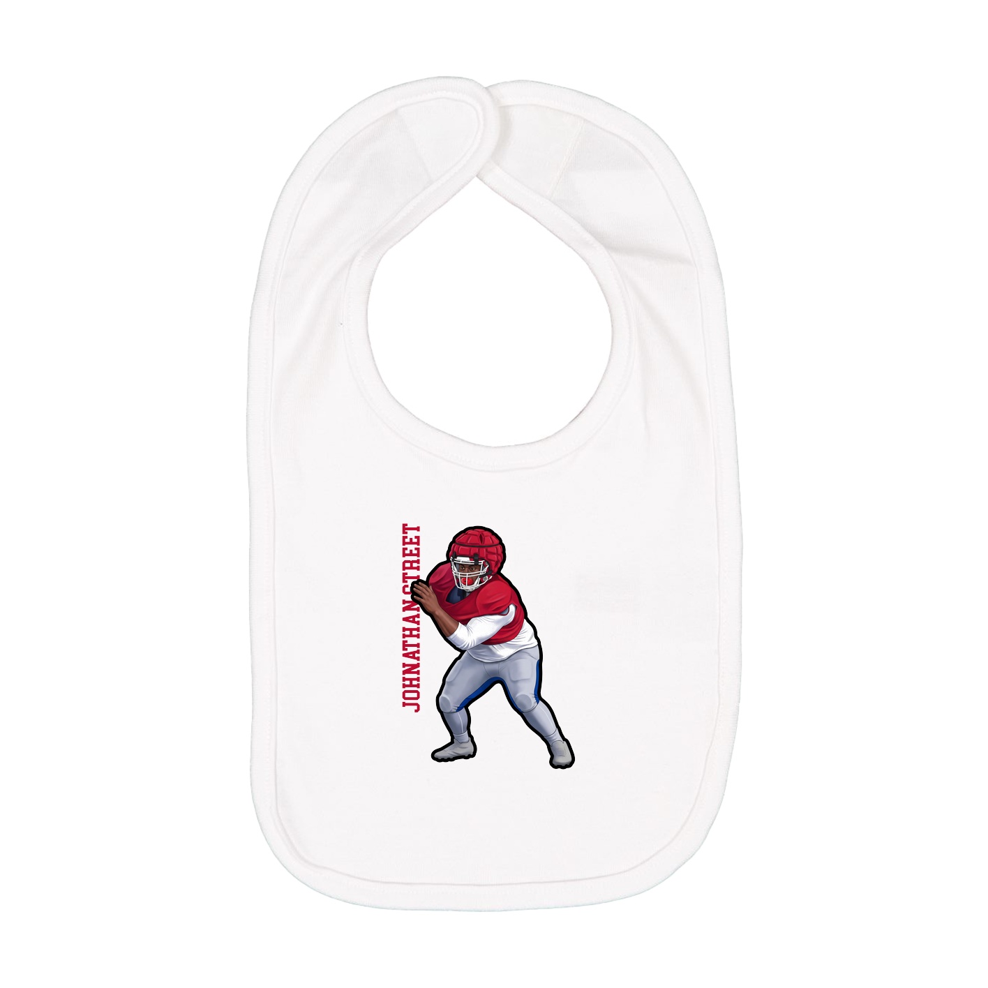 Infant Bib — Name Vertical in White