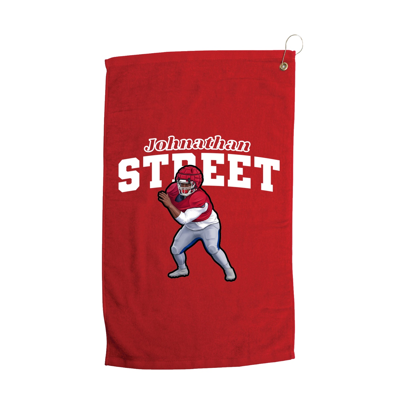 Golf Towel — Name Arch in Red