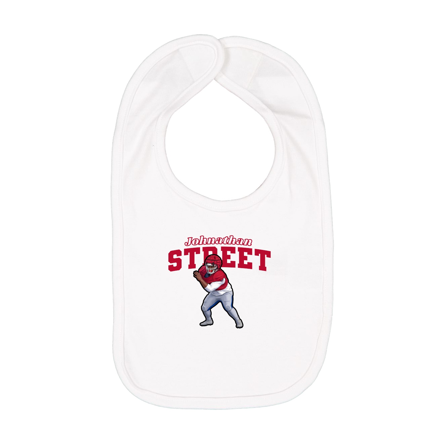 Infant Bib — Name Arch in White
