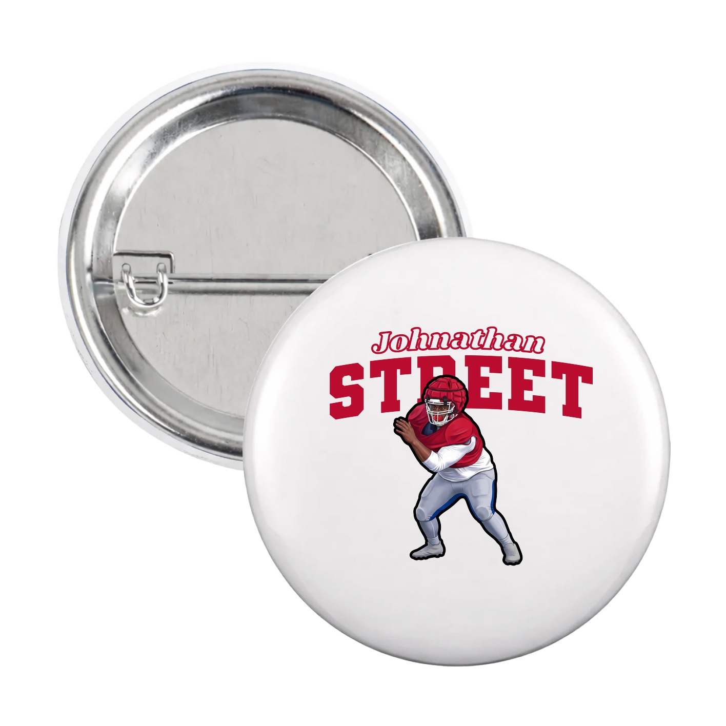 Game Day Button — Name Arch in White