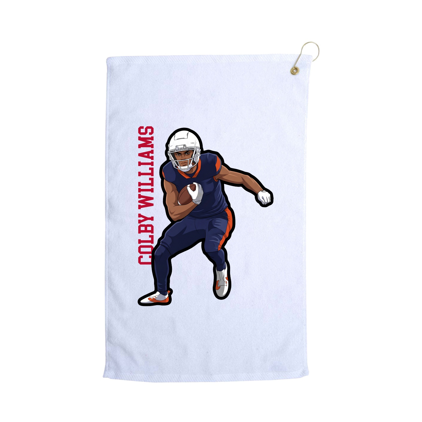 Golf Towel — Name Vertical in White