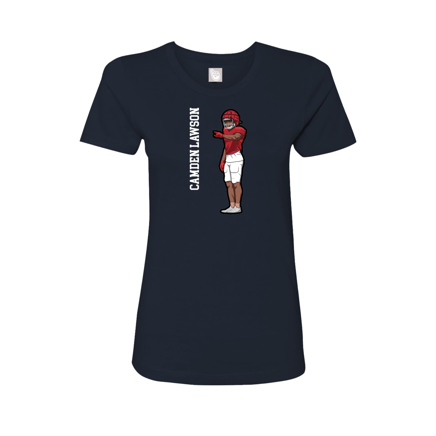 Fitted Women's Tee — Name Vertical in Navy