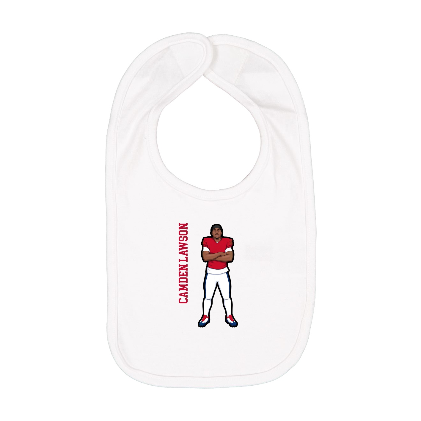 Infant Bib — Name Vertical in White