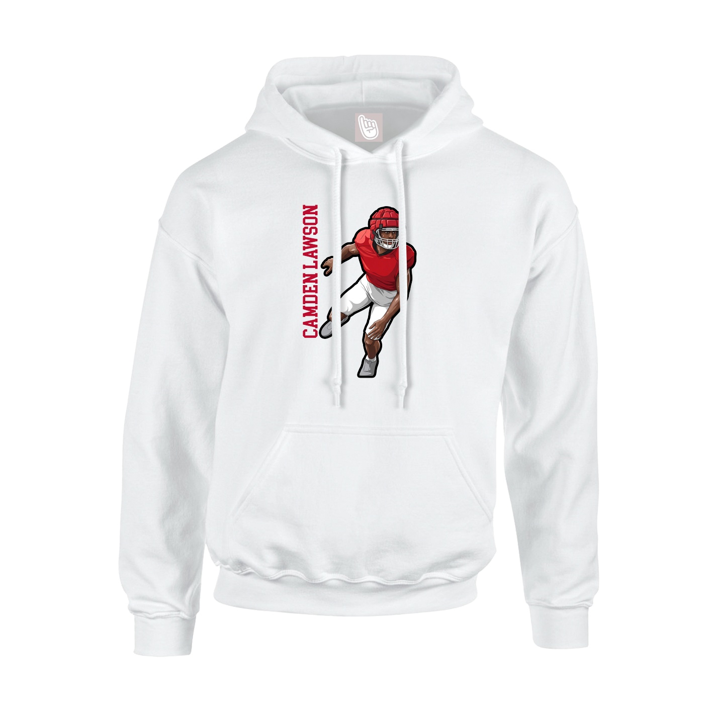 Youth Hoodie — Name Vertical in White