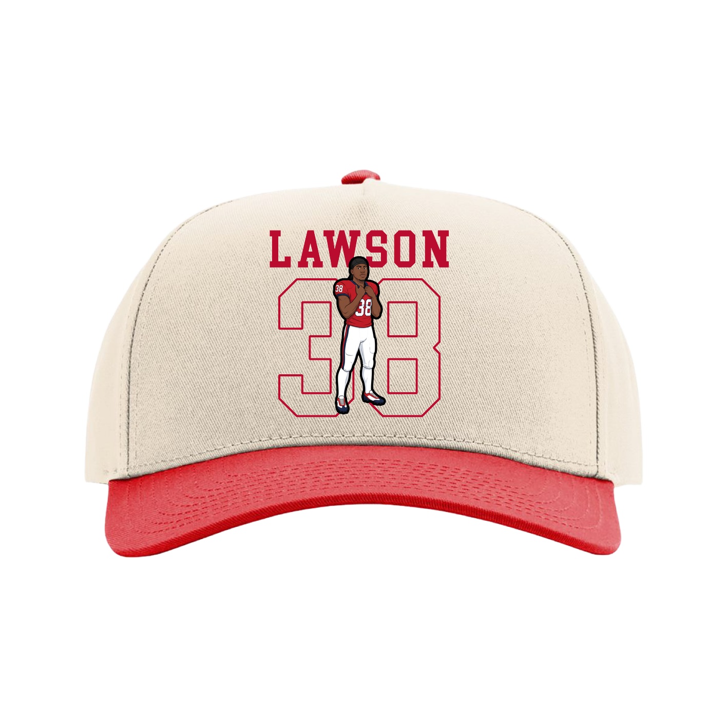 Full Fabric Five-Panel Champ Cap — Shirsey in Cream/Red