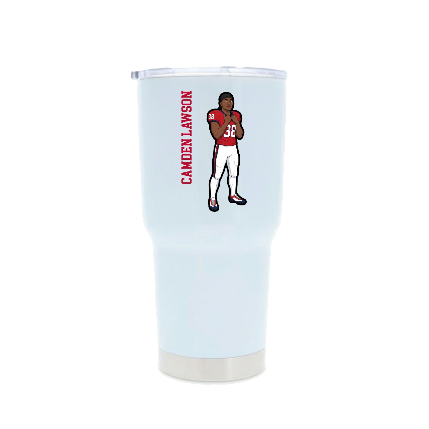 30oz Stainless Steel Tumbler — Name Vertical in White