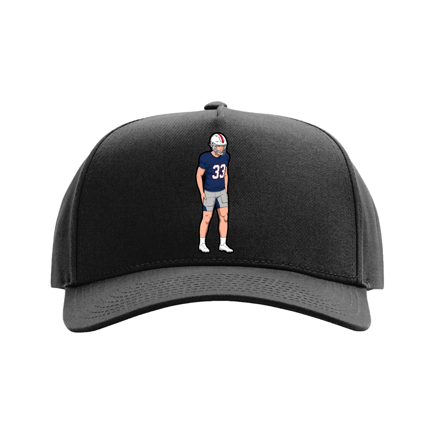 Full Fabric Five-Panel Champ Cap — Name Vertical in Black