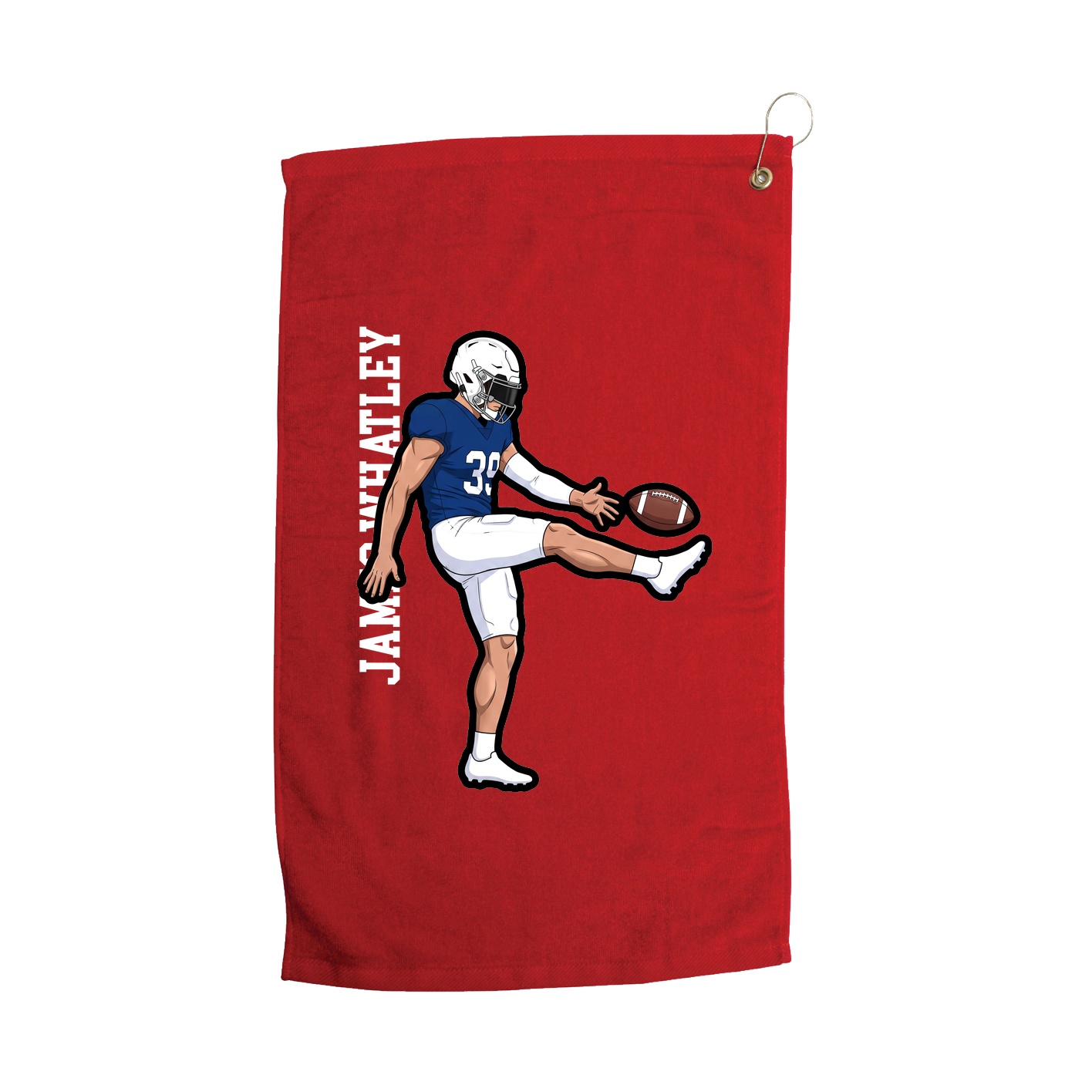 Golf Towel — Name Vertical in Red