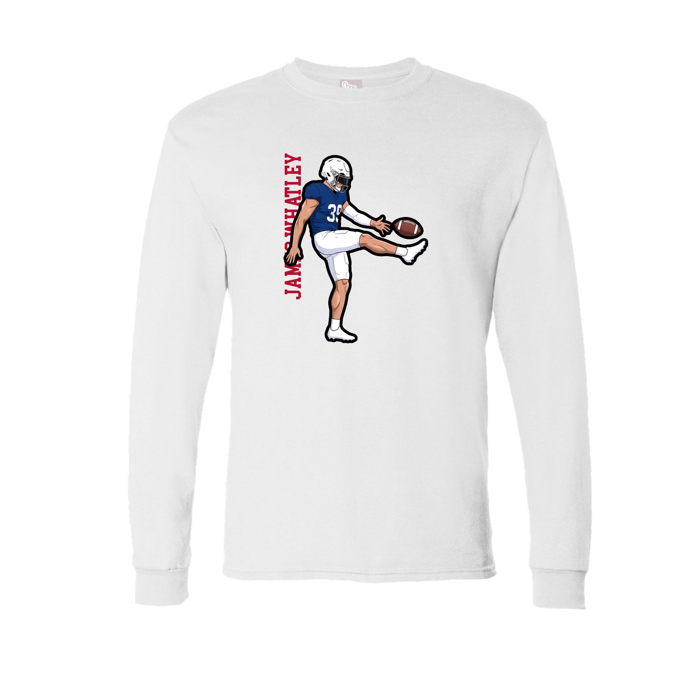 Long Sleeve Tee — Name Vertical in White