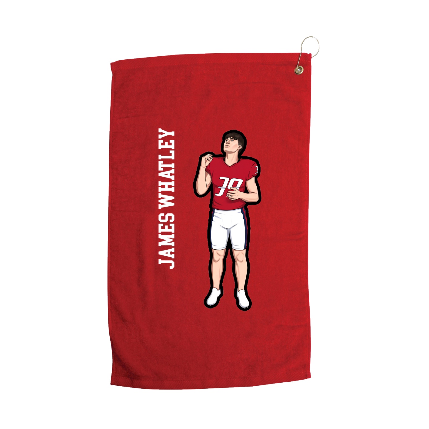Golf Towel — Name Vertical in Red