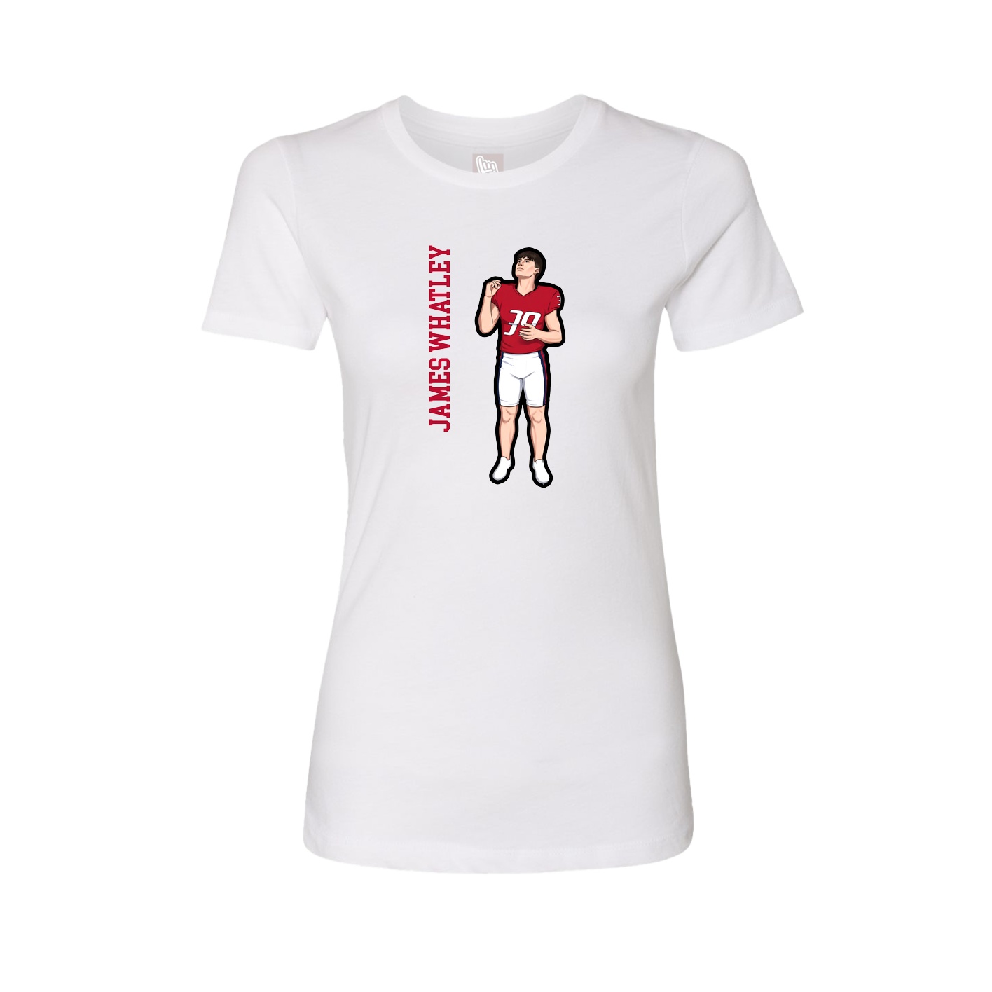 Womens Tee — Name Vertical in White