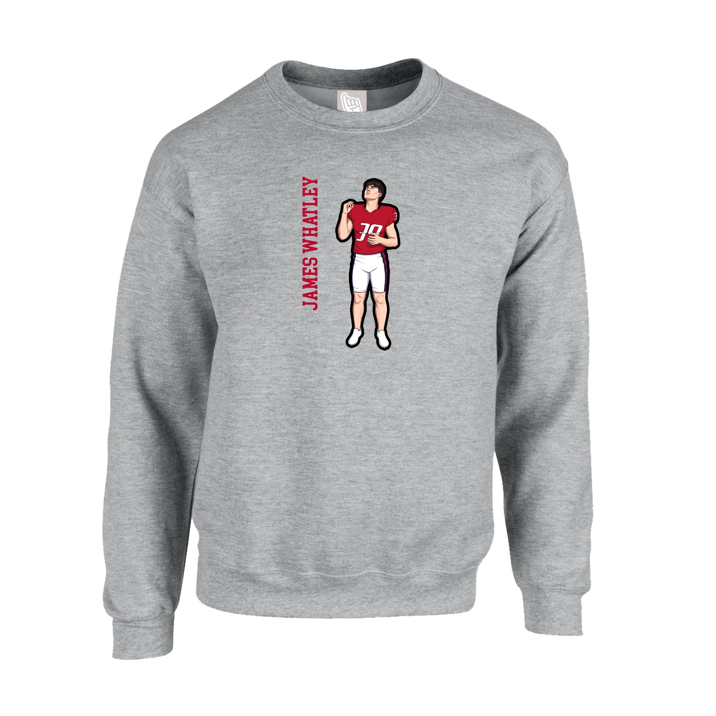 Fleece Crew — Name Vertical in Grey